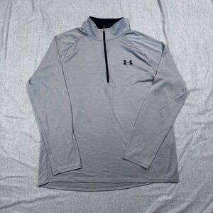 Under Armour Pullover Shirt Mens Large‎ Gray HeatGear Quarter Zip Athletic Golf